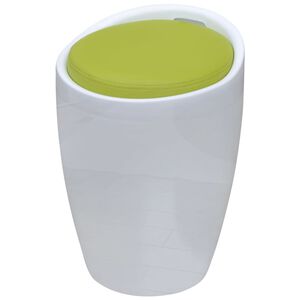 vidaXL Taburete de cuero sint&eacute;tico blanco blanco y verde
