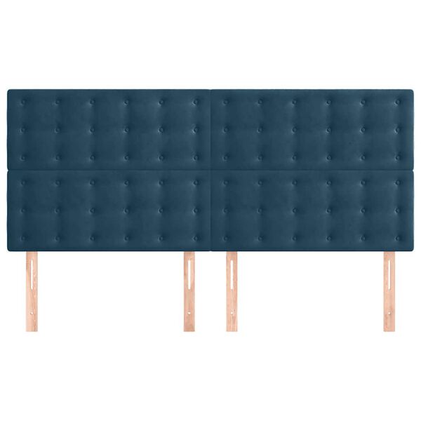 vidaXL Cabecero de cama azul oscuro 160x5x118/128 cm Terciopelo