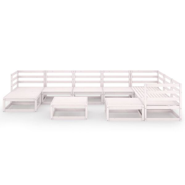 vidaXL Set de sal&oacute;n de jard&iacute;n de 10 piezas blanco madera maciza pino