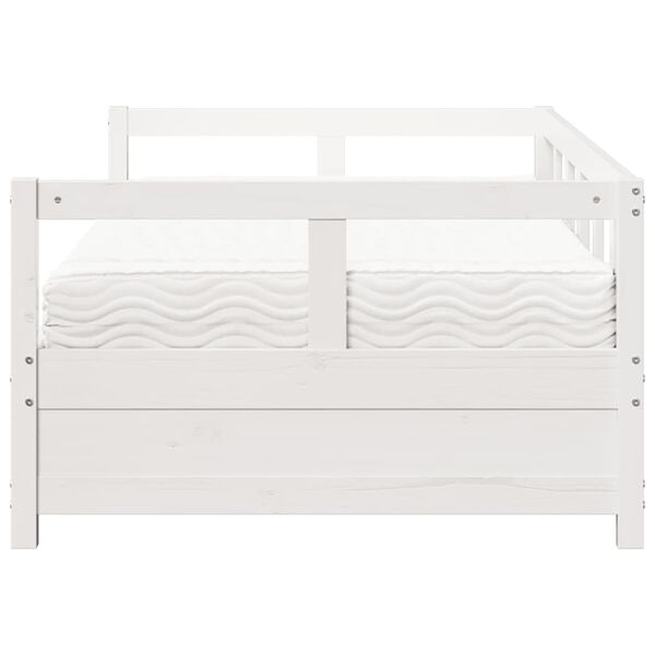vidaXL Sof&aacute; cama con colch&oacute;n madera maciza de pino blanco 90x200 cm