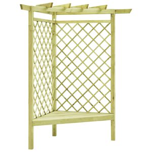 vidaXL P&eacute;rgola esquina y asiento madera pino impregnada 130x130x197 cm