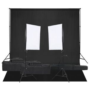 vidaXL Kit de estudio fotogr&aacute;fico con set de luces y fondo