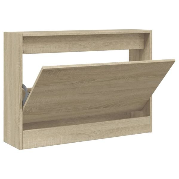 vidaXL Zapatero de madera de ingenier&iacute;a roble Sonoma 80x21x57 cm