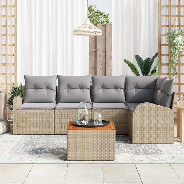 vidaXL Conjunto de sofás de jardín 6 pcs Beige ratán sintético