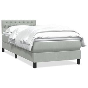 vidaXL Cama box spring con colch&oacute;n terciopelo gris claro 90x210 cm