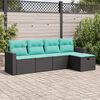 vidaXL Set de muebles de jard&iacute;n 5 pzas y cojines rat&aacute;n sint&eacute;tico negro
