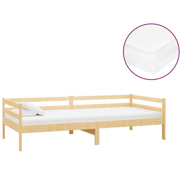 vidaXL Sofá cama con colchón madera de pino maciza 90x200 cm