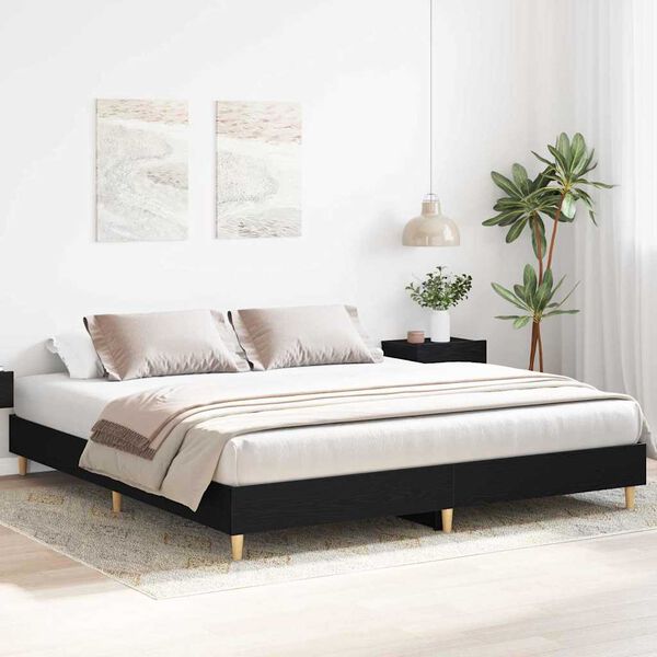 vidaXL Estructura de cama Roble Negro 203 x 203 x 25 cm