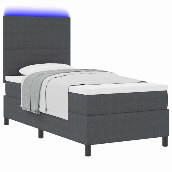vidaXL Cama Box Spring LED Gris Oscuro y 80 x 200 cm Tela de Pana