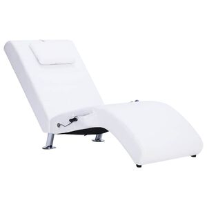 vidaXL Div&aacute;n de masaje con almohada de cuero sint&eacute;tico blanco