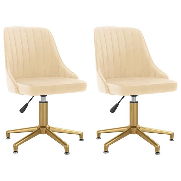 vidaXL Sillas de comedor giratorias 2 uds terciopelo crema