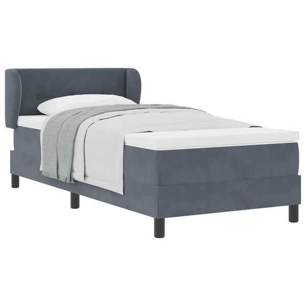 vidaXL Cama tipo Box Spring Gris oscuro 90 x 190 cm Terciopelo
