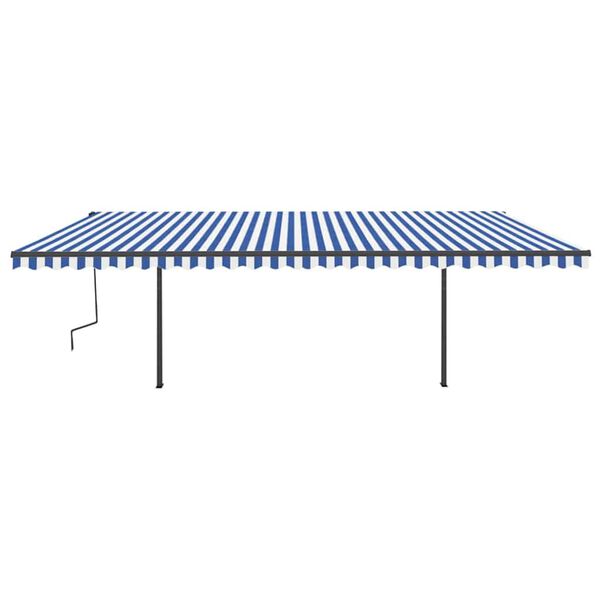 vidaXL Toldo autom&aacute;tico con LED sensor de viento azul y blanco 6x3 m