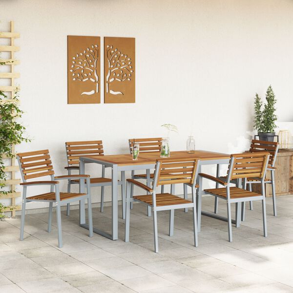 vidaXL Conjunto de Comedor de Jard&iacute;n 7 pcs Gris