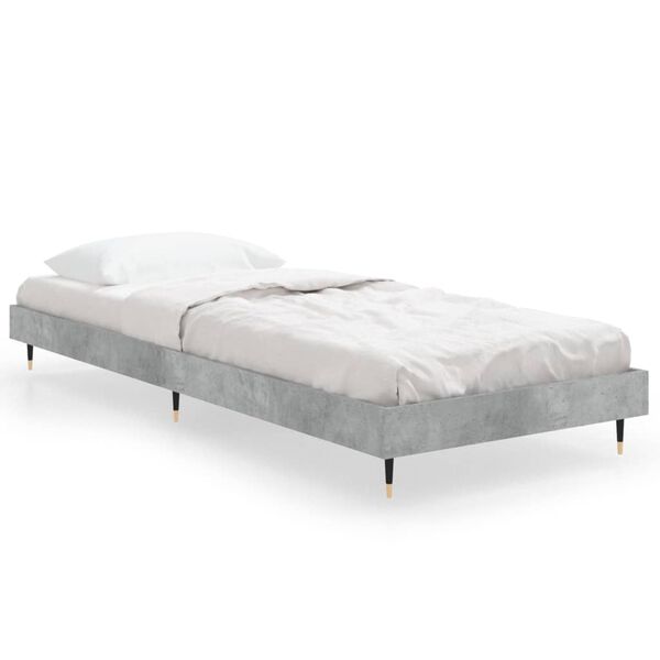 vidaXL Estructura de cama madera de ingeniería gris hormigón 75x190 cm