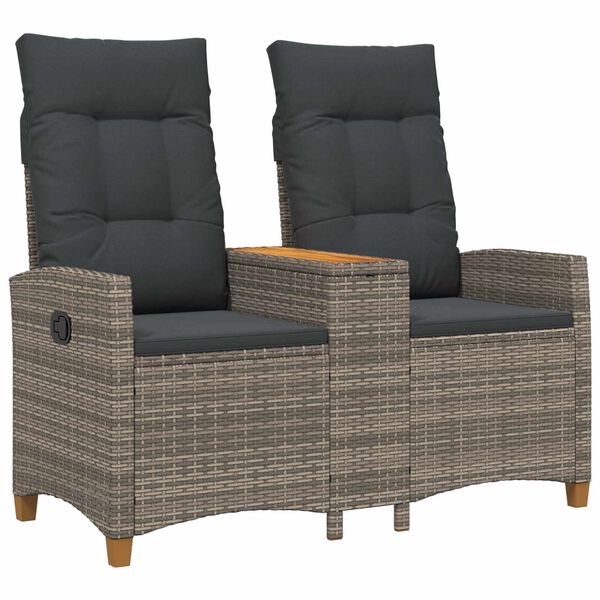 vidaXL Banco reclinable con mesa Gris y Gris Oscuro 126 x 65 x 112 cm