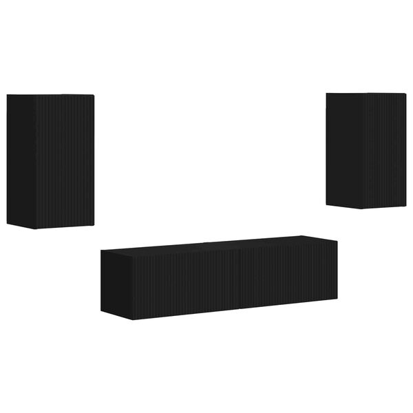 vidaXL Conjunto de mueble de TV 4 pcs Negro Madera de ingenier&iacute;a