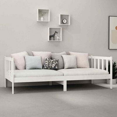 vidaXL Sofá cama con colchón madera de pino maciza blanco 90x200 cm