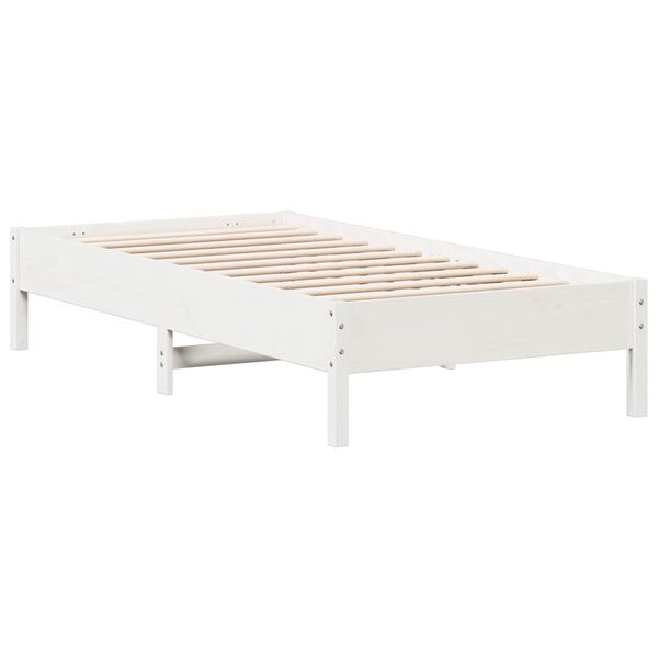 vidaXL Estructura de cama sin colch&oacute;n madera maciza blanca 75x190 cm