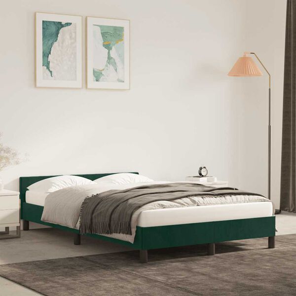 vidaXL Estructura cama sin colch&oacute;n terciopelo verde oscuro 120x190cm