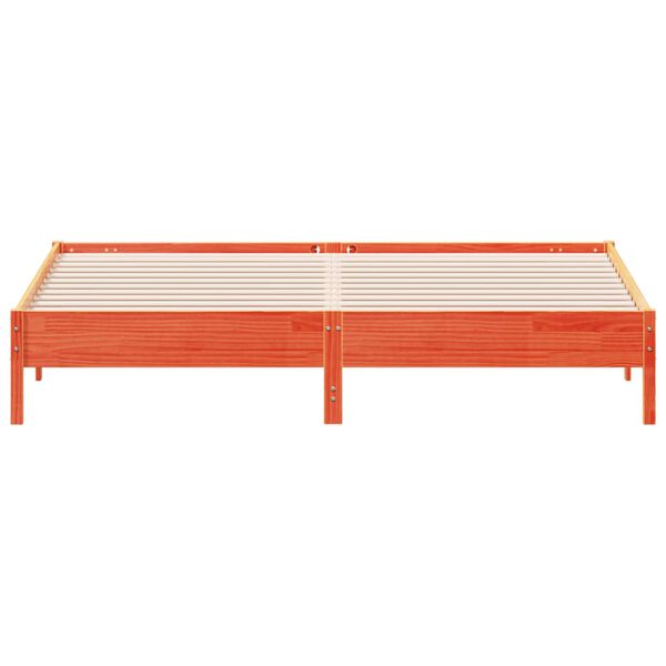 vidaXL Cama sin colch&oacute;n madera maciza de pino marr&oacute;n cera 200x200 cm