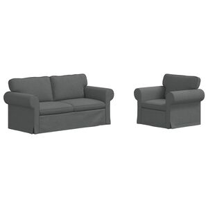 vidaXL Juego de Sof&aacute; 2 uds. Gris oscuro tela