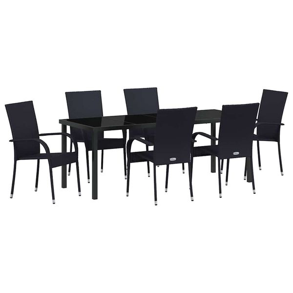 vidaXL Conjunto de Comedor de Jard&iacute;n 7 pcs Negro