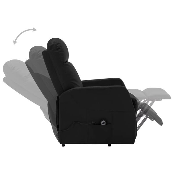 vidaXL Sillón elevable cuero sintético negro