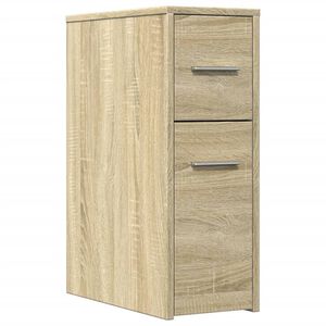 vidaXL Armario de ba&ntilde;o estrecho con ruedas madera roble Sonoma