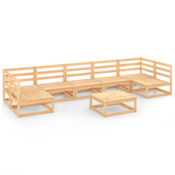 vidaXL Juego de muebles de jardín 8 piezas madera maciza de pino