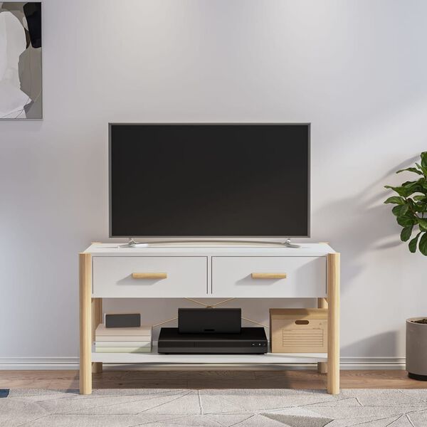 vidaXL Mueble para TV madera contrachapada blanco 82x38x45 cm