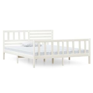 vidaXL Estructura de cama de madera maciza blanca 140x190 cm