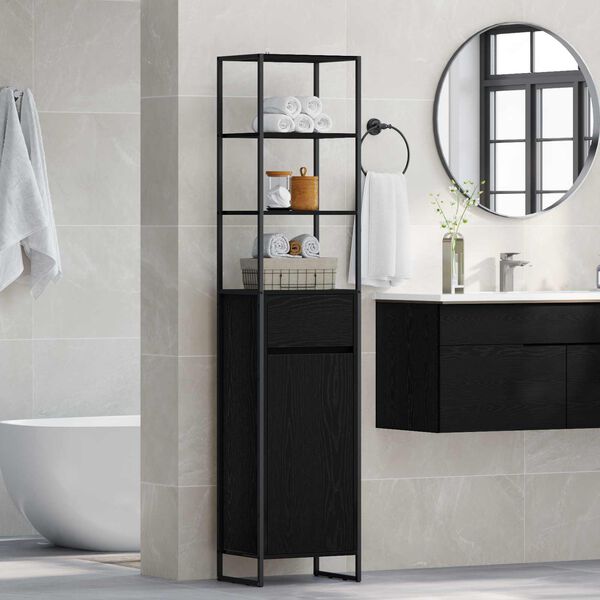 vidaXL Gabinete de Ba&ntilde;o con caj&oacute;n Roble Negro 40 x 30 x 180 cm