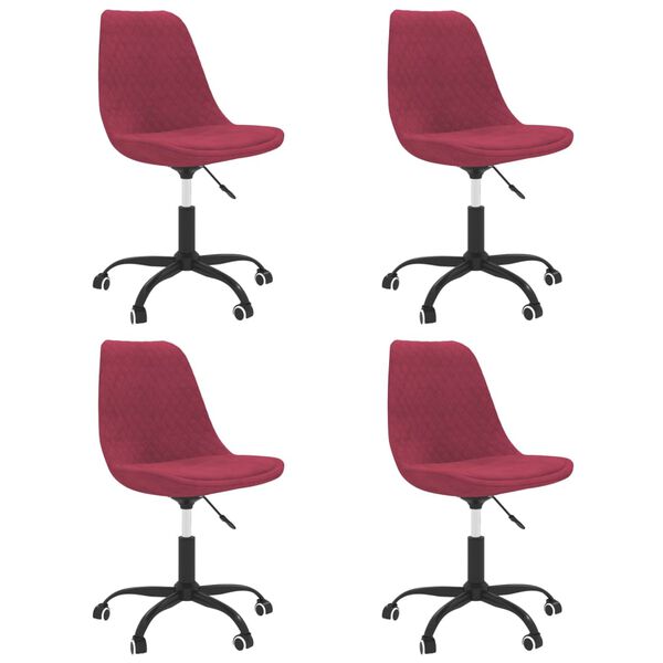 vidaXL Sillas de comedor giratorias 4 unidades tela rojo tinto
