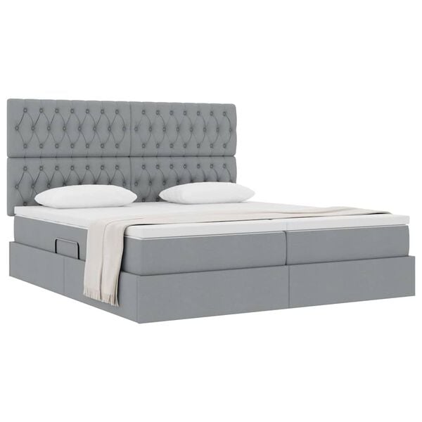 vidaXL Cama con almacenamiento Gris Claro 180 x 200 cm Cuero sint&eacute;tico