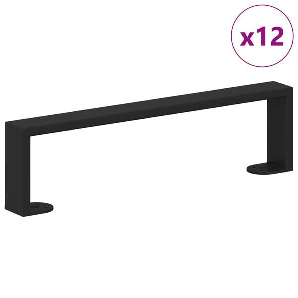 vidaXL Patas de Muebles 12 pcs Negro 37,6 x 4 x 10 mm Hierro