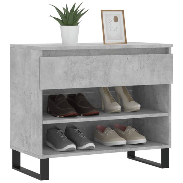 vidaXL Mueble zapatero madera contrachapada gris hormigón 70x36x60 cm