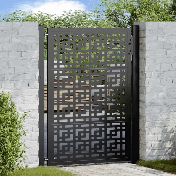 vidaXL Puerta de jardín negra 100x125 cm diseño de cruz de acero