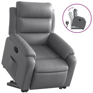 vidaXL Sill&oacute;n reclinable elevable cuero artificial gris