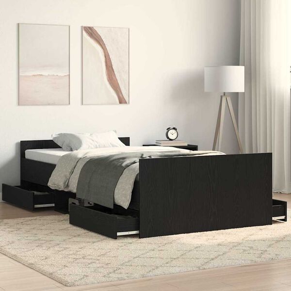 vidaXL Estructura de cama con cabecera Roble negro 100 x 200 cm