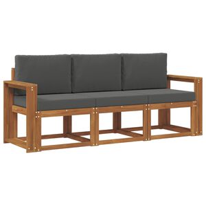 vidaXL Conjunto de sof&aacute;s de exterior 3 pcs Natural y Antracita