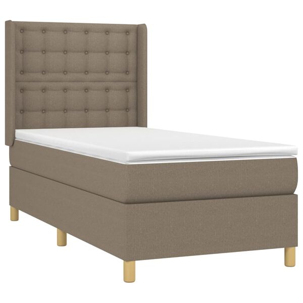 vidaXL Cama box spring colch&oacute;n y luces LED tela gris taupe 100x200 cm