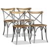 vidaXL Sillas de comedor 4 uds madera de mango respaldo acero cruzado