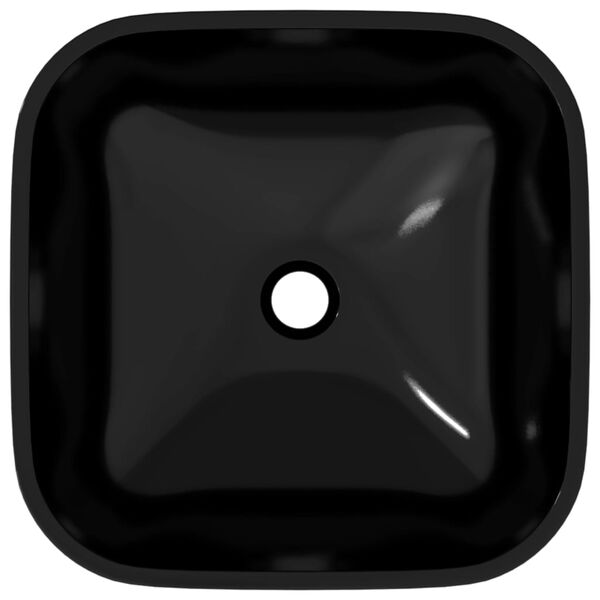 vidaXL Lavabo de vidrio negro 42x42x14 cm