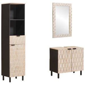 vidaXL Juegos de Ba&ntilde;o 3 pcs Acabado de Lavado Madera de mango maciza