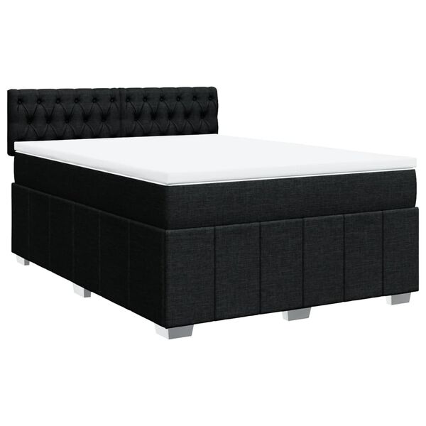 vidaXL Cama box spring con colch&oacute;n tela negro 160x200 cm