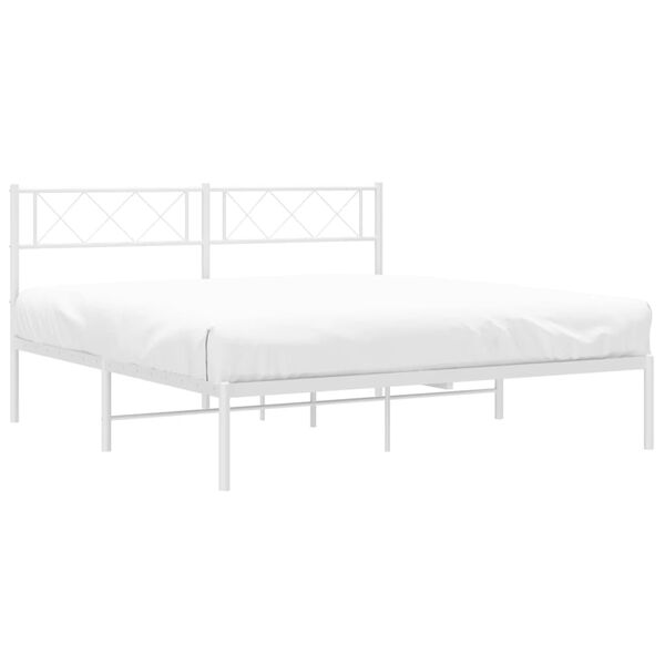 vidaXL Estructura cama sin colch&oacute;n con cabecero metal blanco 140x190cm