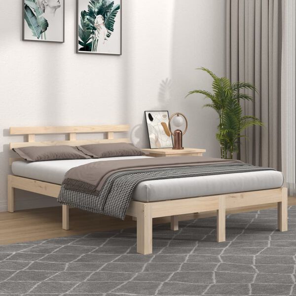 vidaXL Estructura de cama doble sin colch&oacute;n madera maciza 150x200 cm