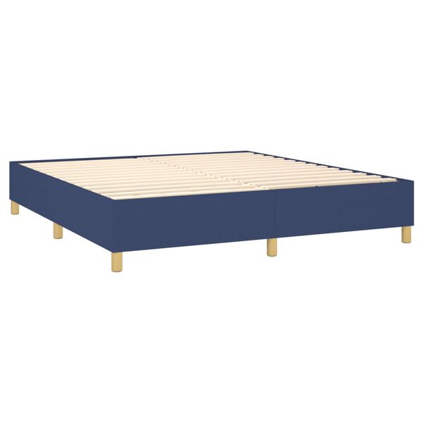 vidaXL Cama box spring con colch&oacute;n tela azul 160x200 cm