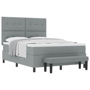 vidaXL Cama tipo Box Spring con cabecera Gris Claro 160 x 200 cm tela